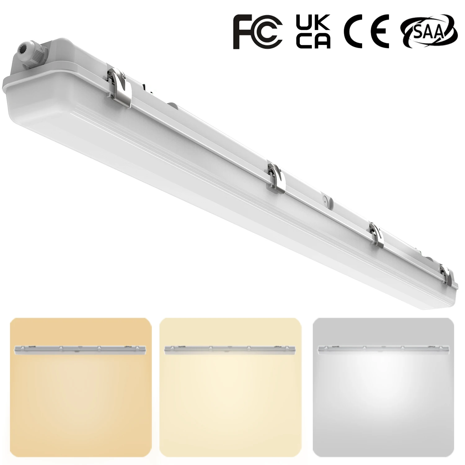 36W 4FT LED Batten Light CCT Tunable IP65 Waterproof Vapor Tight CRI80 Dimmable ETL Certified 5-Year Warranty Warehouse Factory