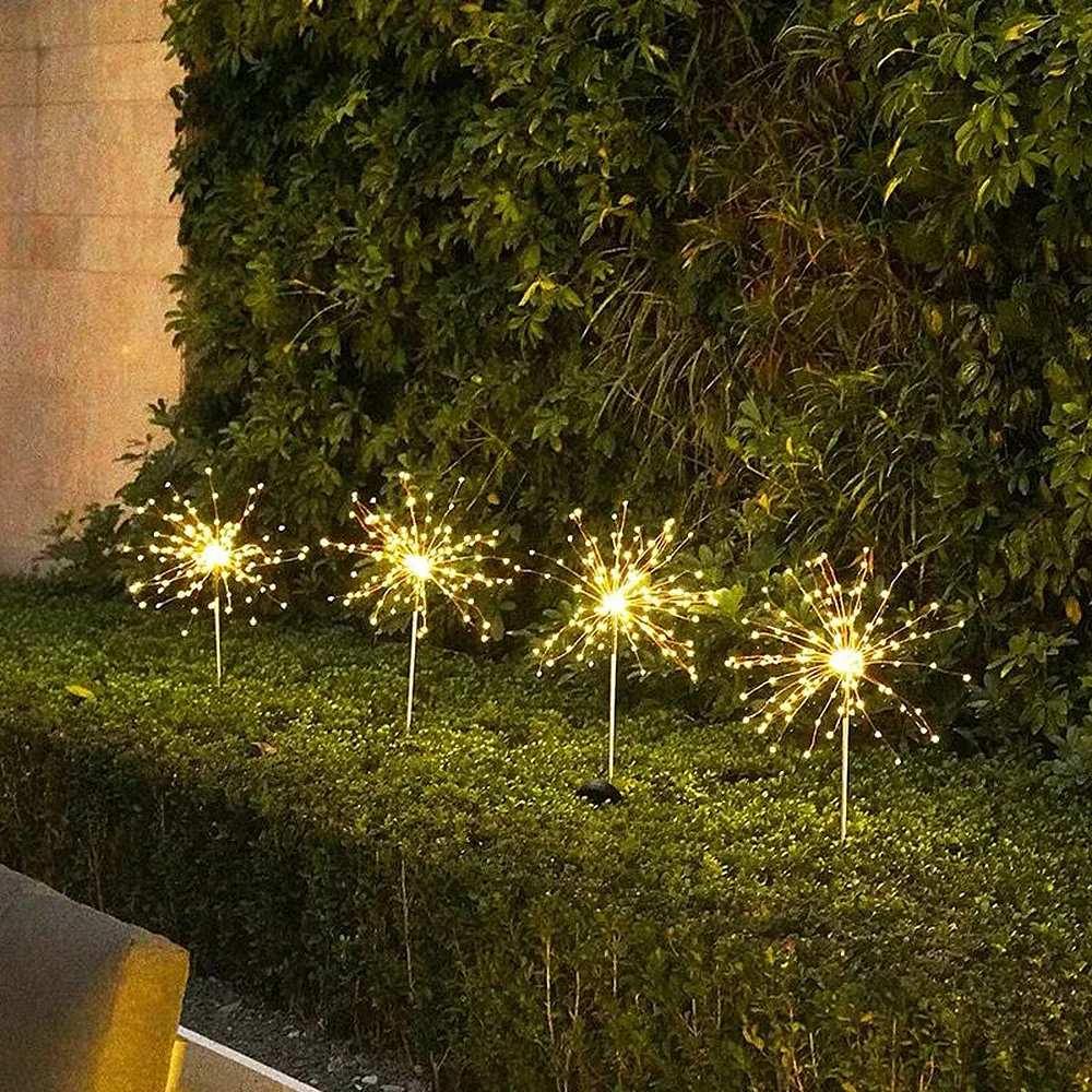 Solar Firework Dandelion Lights Outdoor Waterproof DIY String Light LED Fairy  for Garden Lawn Landscape Holiday Lights