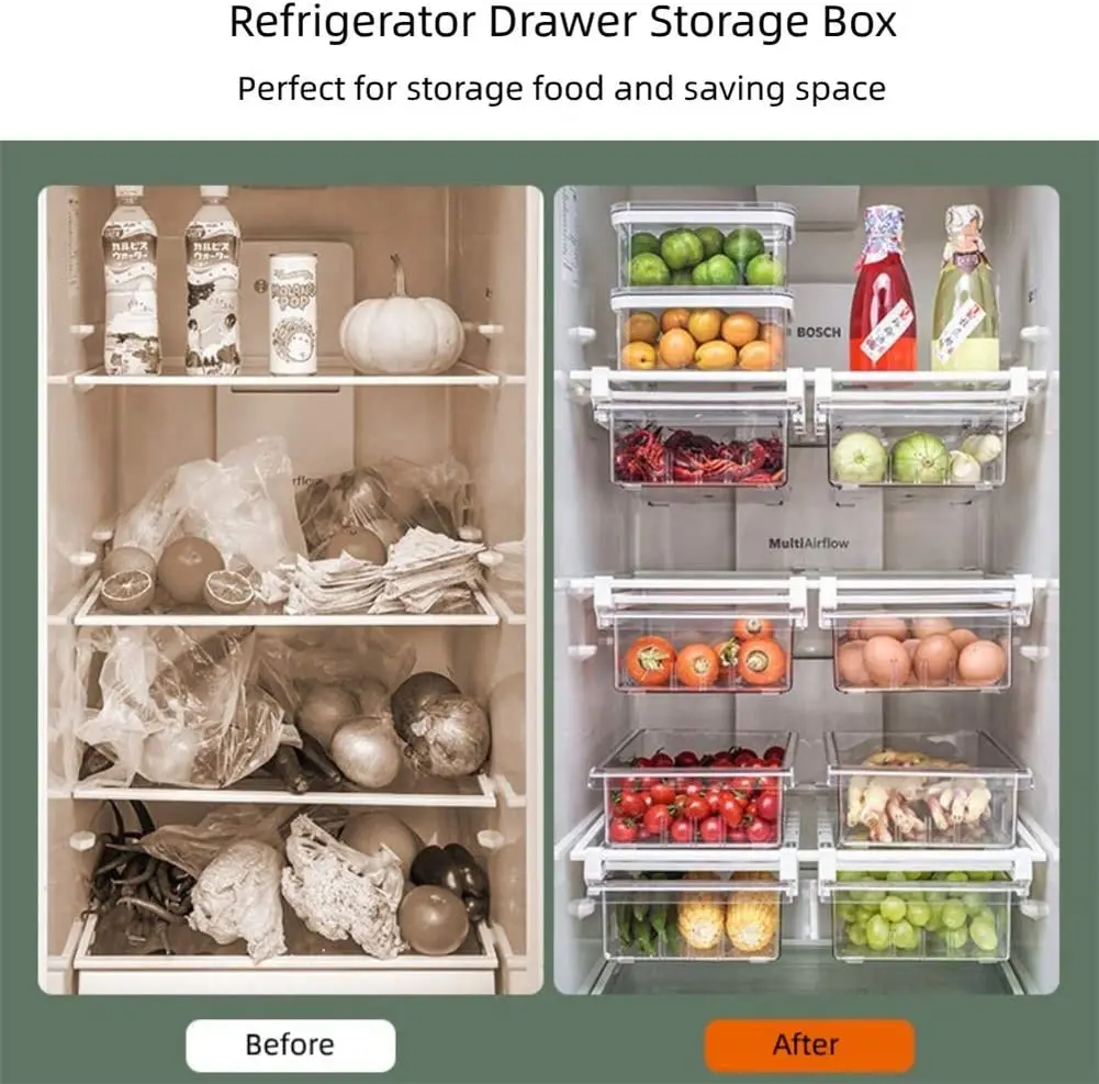 Clear Plastic Acrylic Refrigerator Pull Out Fridge Drawer Organizer ...