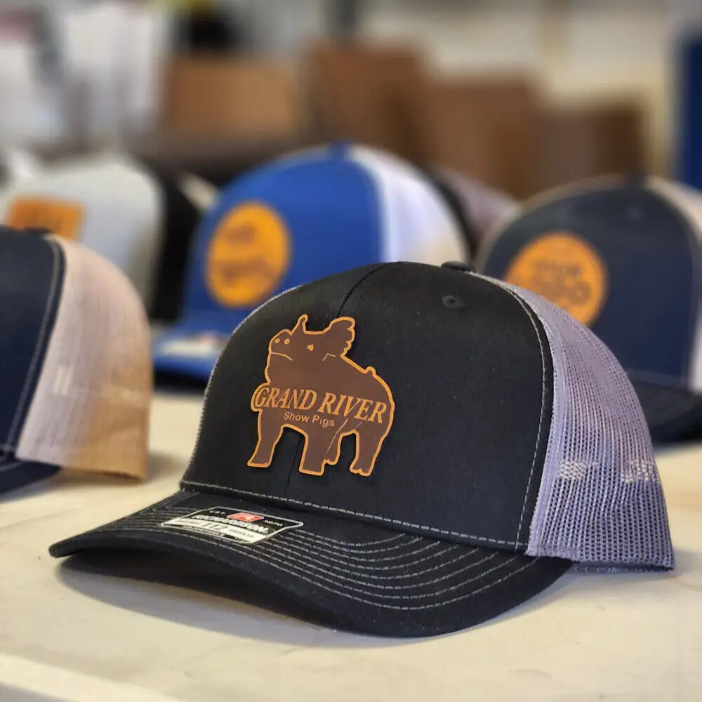 Custom Logo Embroidery Leather Patch 6 Panel Baseball Cap Snapback Hats