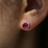 White gold and red diamonds.
