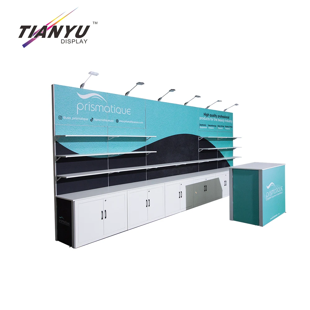 Tianyu Aluminium Profile Big Trade Show Exhibition Booths Portable Folding Modular Exhibition Booth Shelf Display Stand