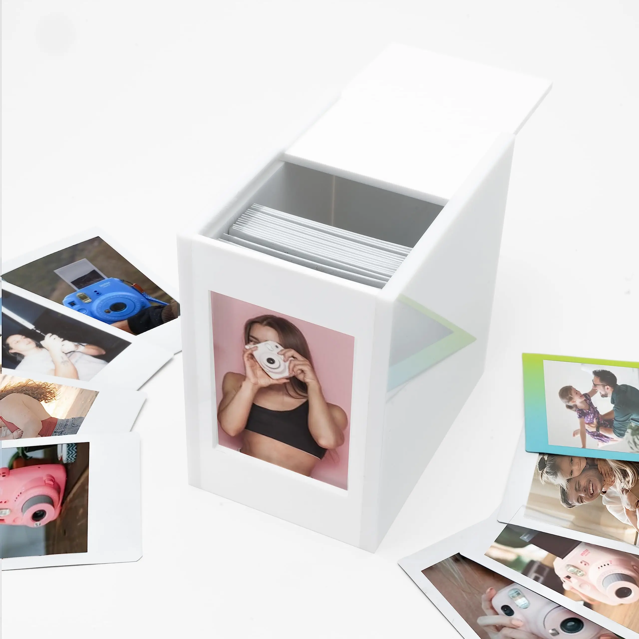 Factory Custom Acrylic Camera Mini Polaroid Frame and Photo Storage Box for Reception and Registry