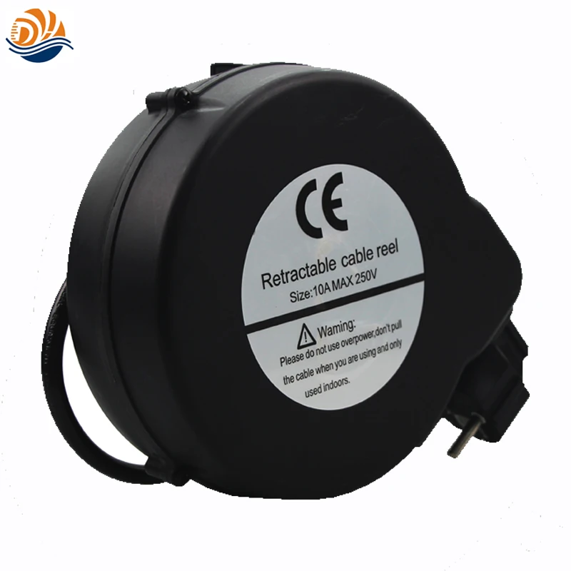 Small Auto Retractable Extension Power Cord Reel Eu Plug 3 Corers *1