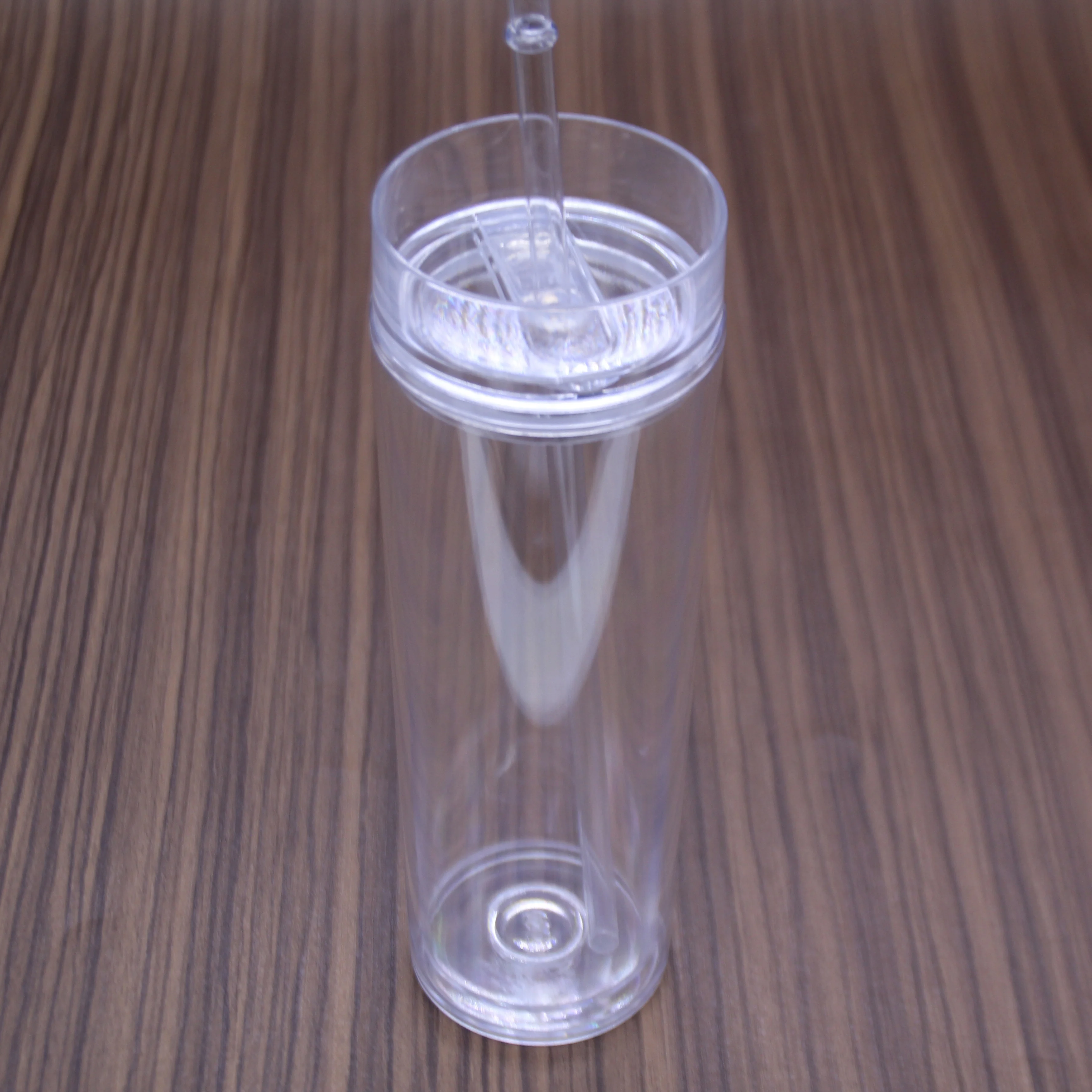 Акриловый прозрачный пластиковый тонкий стакан с логотипом на заказ, 16 унций, с золотой крышкой и соломинкой, стакан с двойными стенками, многоразовая чашка