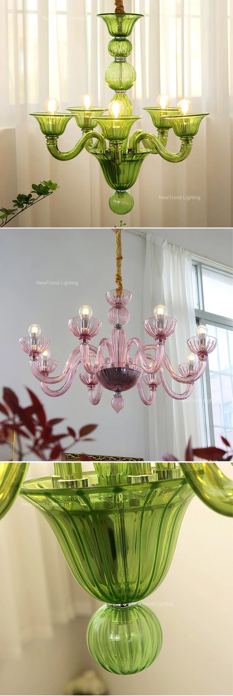 cpl 464 modern french pastel color murano glass chandelier  artistic luxury pendant light for villa dining-2