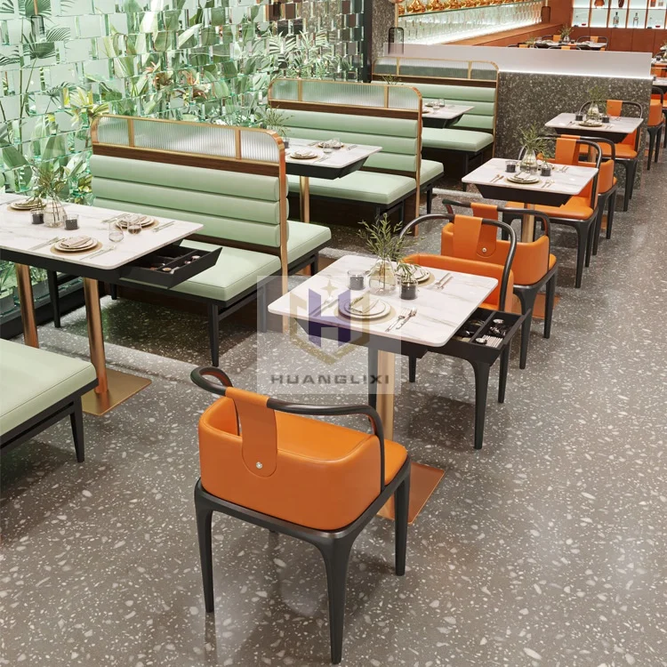 High-end modern restaurant furniture booths chairs coffee shop tables and chairs