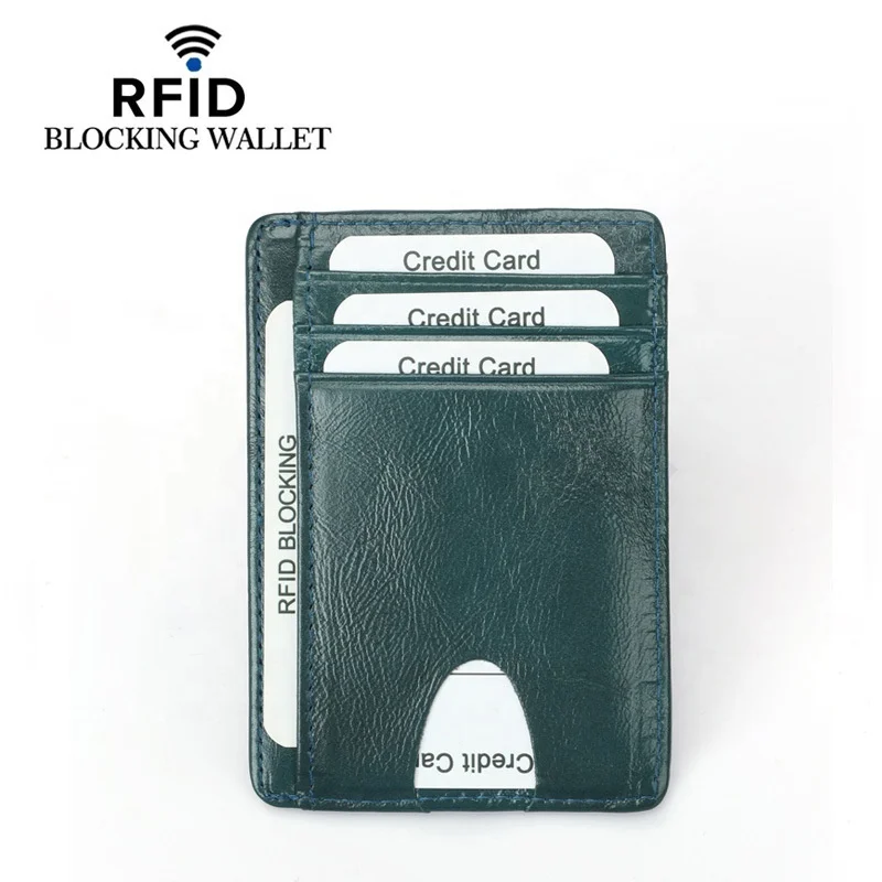 Leather Business Card Holder, Slim Men's Wallet RFID