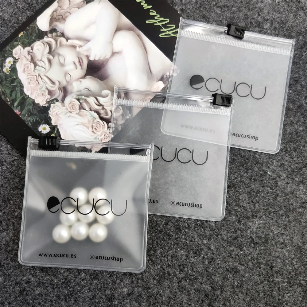 Customized Small Jewelry Packaging Zip Plastic Bag Matte Cute Zipper