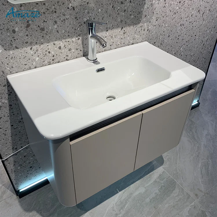 Wall mounted hot sale hotel manufactory high quality bathroom vanity ceramic wash basin sink bathroom cabinet with mirror manufacture