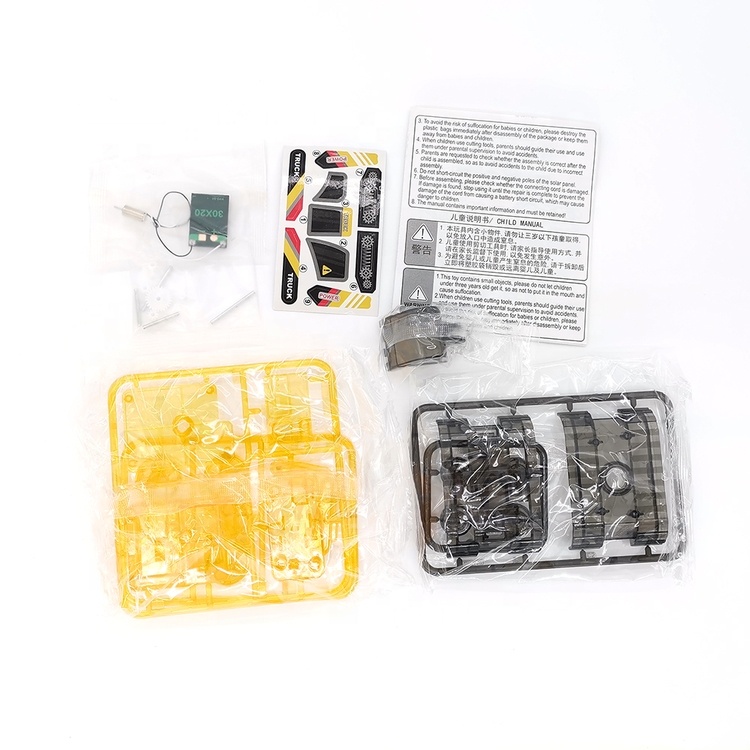 Wholesale solar engineering diy pvc construction yelllow brain game toy vehicle for kid