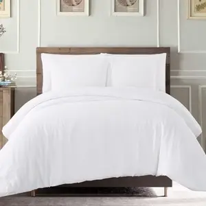 Modern Solid 4-Piece King Bedding Set Set White 50% Cotton 50% Polyester 300tc Thread Count Eco-Friendly All-Season