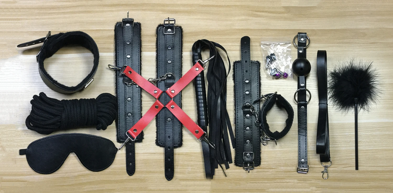 sm乳头钳鞭皮革性异国玩具bdsm套装成人手铐套装情侣手铐束缚装备
