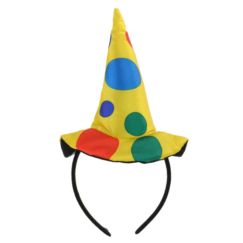 2x Carnival Clown Hat Headband Circus Jester Costume Polka Dot Hairband Prop 