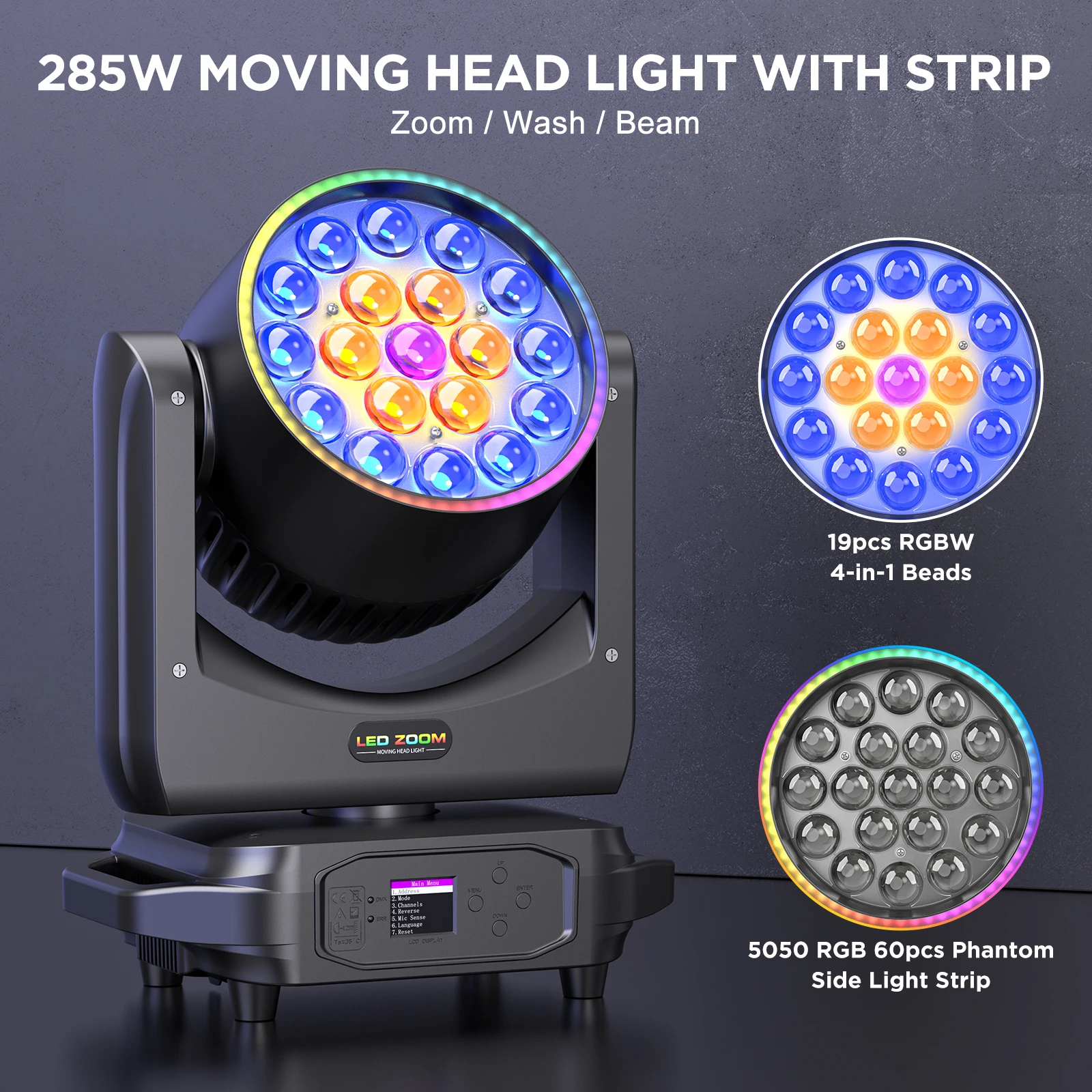 19X15W Focusing Light Wash Moving Head Light Effect DMX Control for DJ Disco Nightclub KTV Bar Theater Stage Lighting
