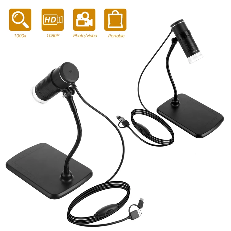 3 in 1 Lab Research Biological Student HD 1080P Electron Microscope 1000X Usb Digital Microscope
