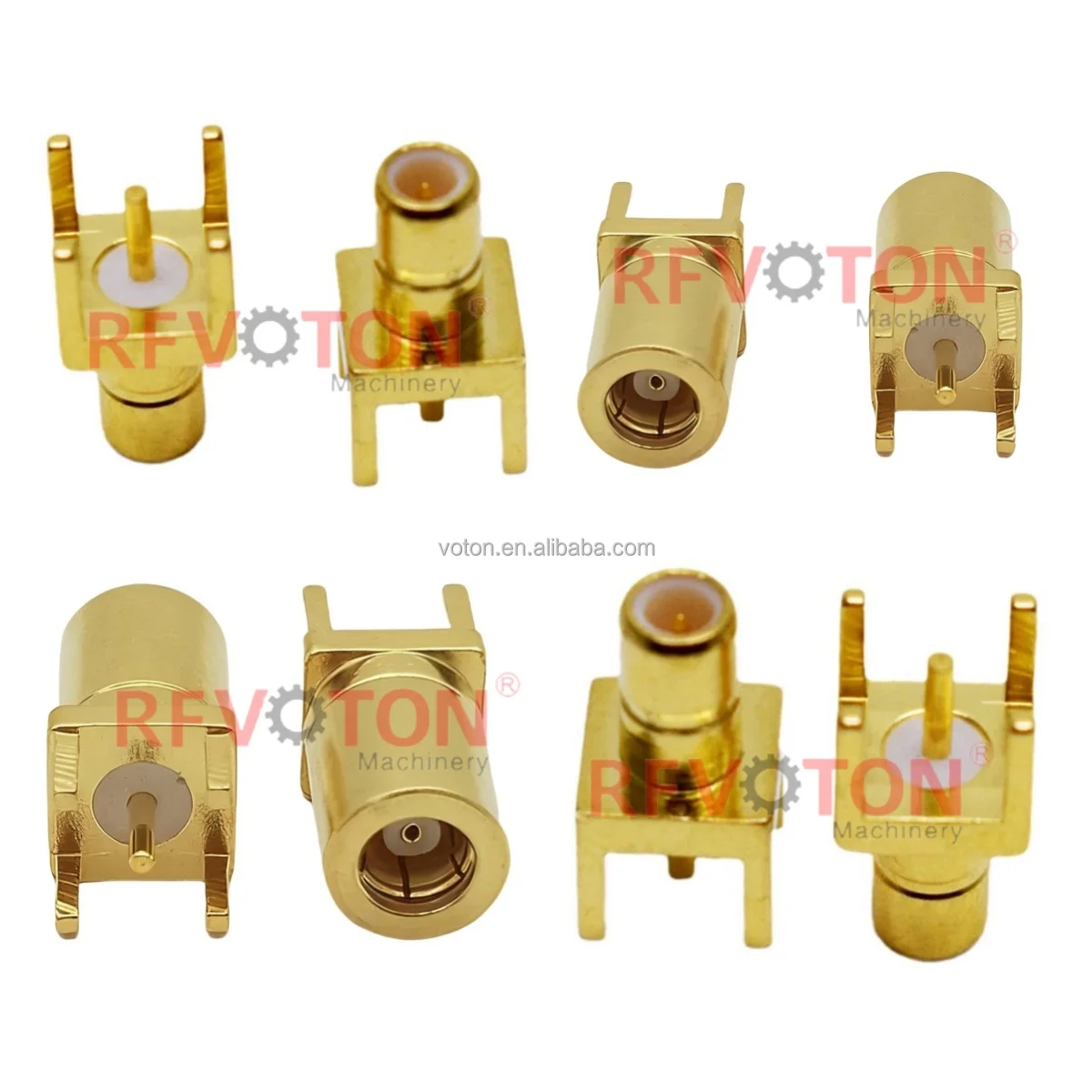 SMB Connector Straight Through Hole SMB Female Vertical RF Coaxial Jack 4 Pin Stand for PCB Mount