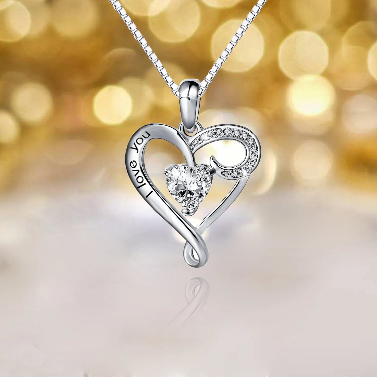 Love Mom Mommy Mothers Day Heart 92.5 Sterling Silver Necklace Pendant Jewelry 
