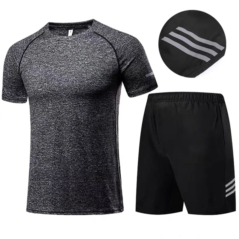 New Gym Workout Set Men's Compression set Sportswear maglia termica uomo  Short Sleeves Quick Dry Sports Running Jogging Suits - AliExpress