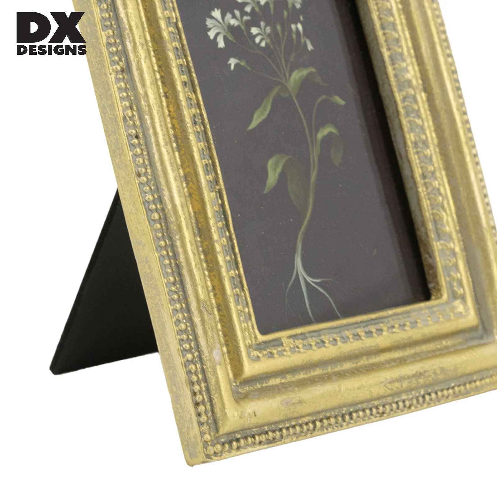 DX Designs Picture Frame for Tabletop Display and Wall Mounting Gold Luxury Wooden MDF Photo Frame