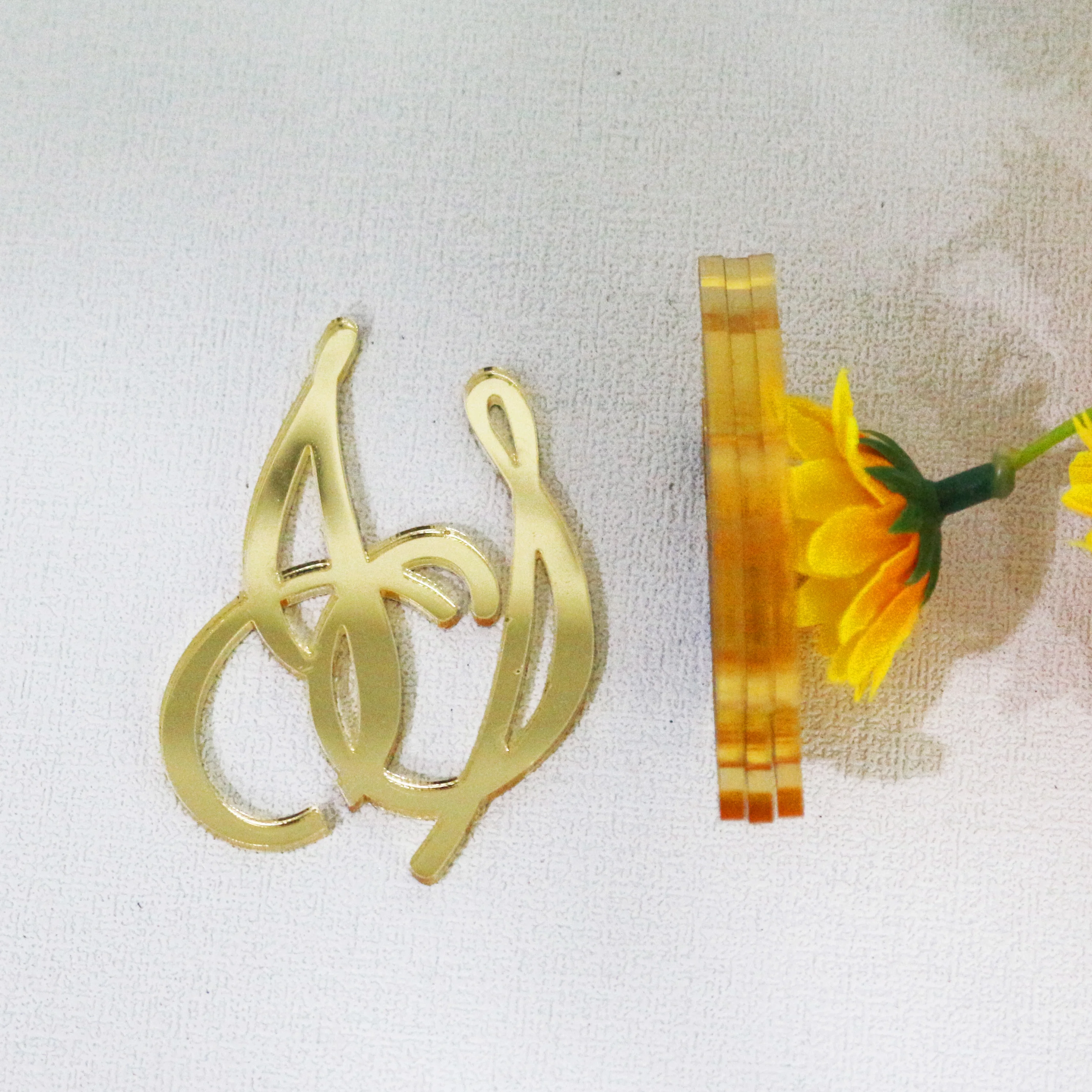 Laser Cut Gold Script Writing Mirrored Acrylic Topper Custom Gold ...