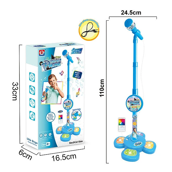 Jinming Kids Plastic Microphone Toy with Light Kids Toy Microphone with Stand