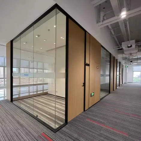 Frameless Clear Transparent Glass Partition Wall Vertical Full View Interior Office Panoramic Partition Glass Wall