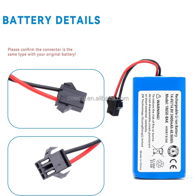 product wholesale 3400mah 148v replacement  robot vacuum cleaner li ion battery for okp life k2 k3p k4 k5 k7-12