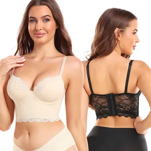Women's Large Cups Wireless Bra Plus Size Ladies Vest Camisole with Lace Longline Chest Support Solid Pattern Big Girls' Bras