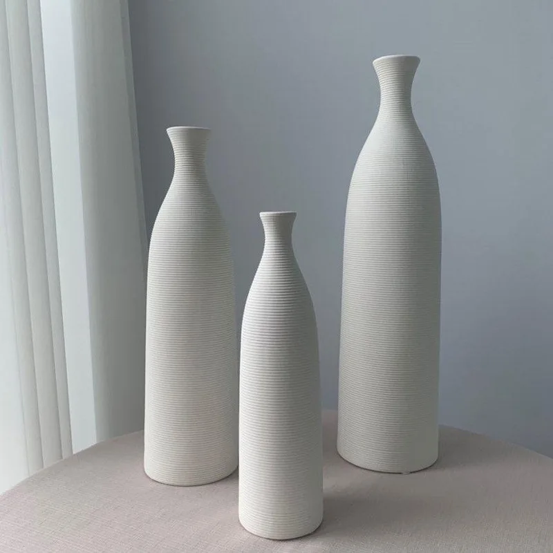 Simple Japanese Style Plain Embryo Home Decoration Retro Ceramic Ornaments Dry Flower Ikebana Ceramic Vase