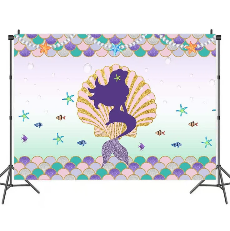 Mermaid Backdrop And Background For Photography Pictures Girls Birthday  Party Decoration Supplies - Buy Mermaid Backdrop,Mermaid Theme Backdrop, Backdrop Product on 