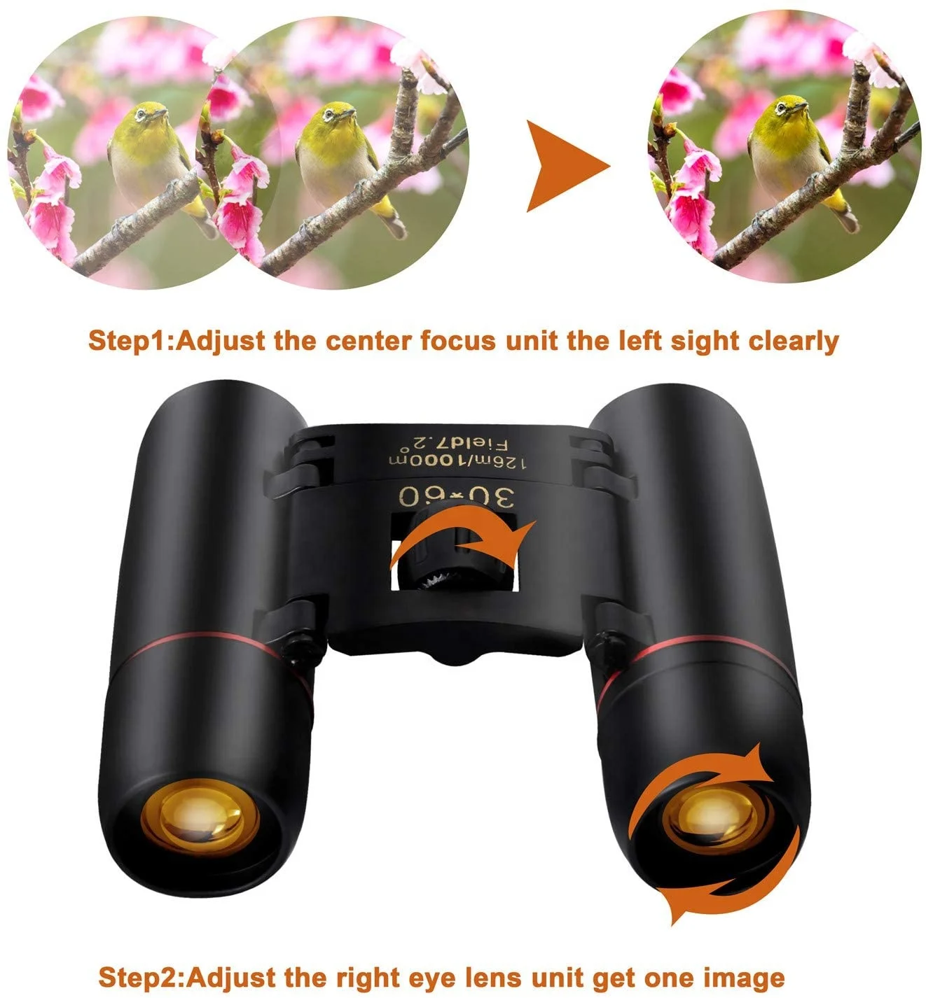 MasterTool - 30 X 60 Small Binoculars Compact For Adults Kids, Mini Binocular For Bird Watching Traveling Sightseeing, Lightweight Pocket Folding Binoculars For Concert Theater Opera,Black