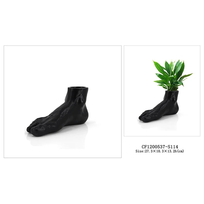 Resin Black Feet shaped flower pots and planters pot flower factory