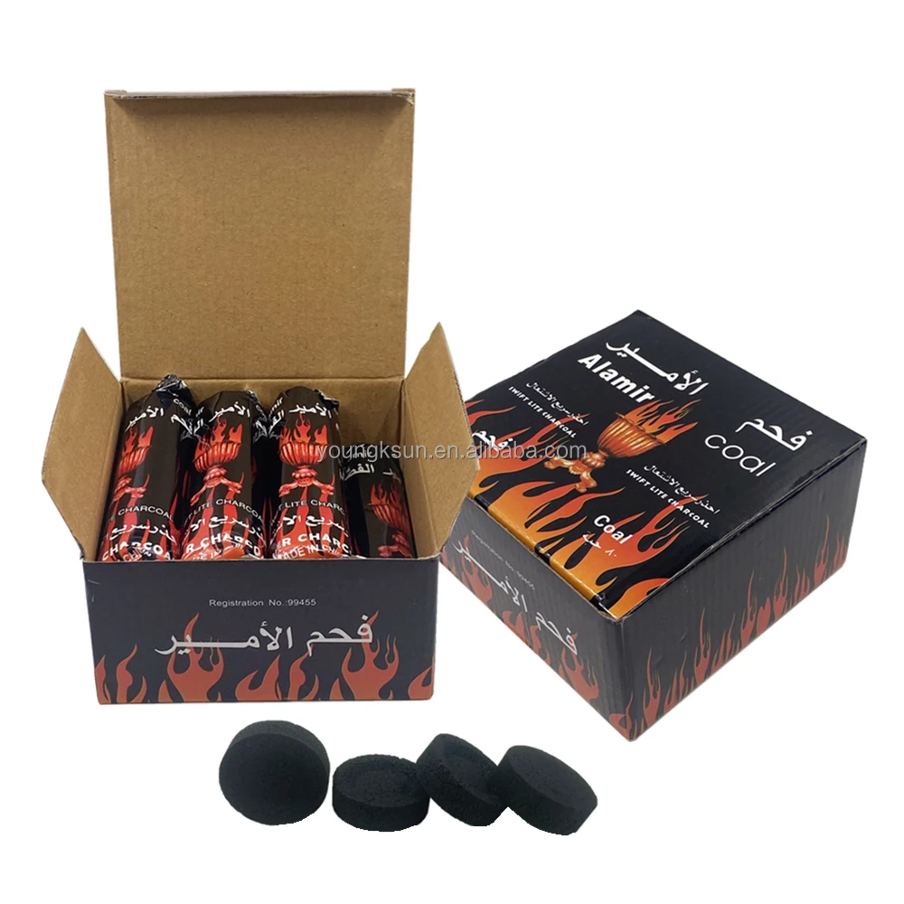 YKS 33mm Al Amir Charcoal Hookah Briquette Bakhoor Coal for Shisha Incense