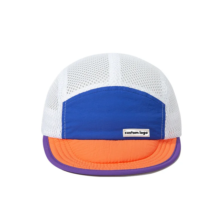 High Quality Custom Logo Label  Running Cap Lightweight Soft Short Brim Mesh Hole Camper Running Cap