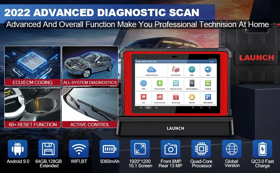 Smartbox Key Programmer Launch X431 Pad V Scanner Car Obd2 Software Update Free 2 Years Heavy ...