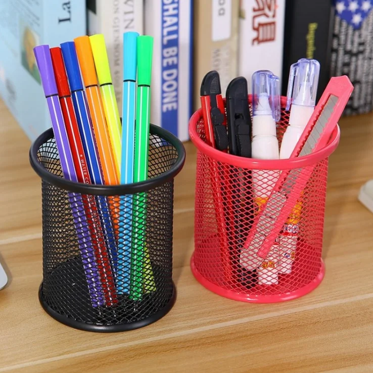 Henoyso Mesh Pen Holders - 36 Pack Black Wire Mesh Pencil Cups For Desk Organization
