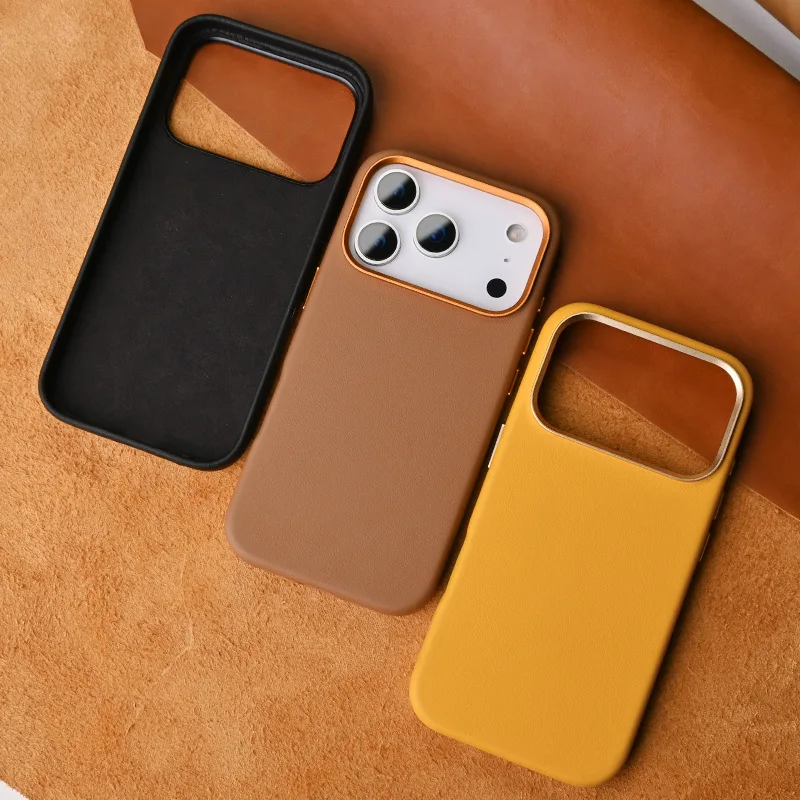 シンプル シープレザーケース Apple 17 Pro Max用 マグネットスマホケース カスタムイタリアンレザー ナッパパターン プロテクトケース