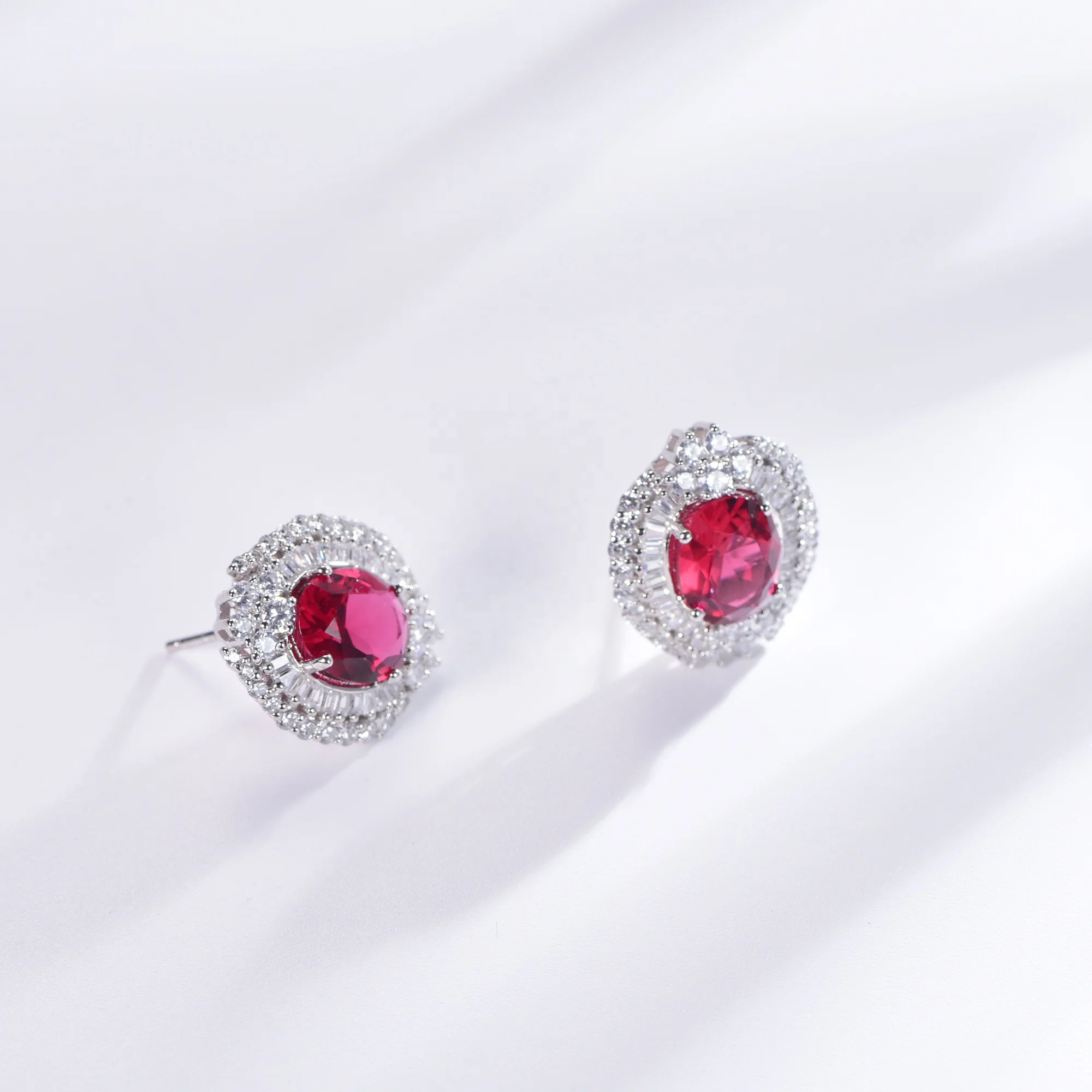 red corundum gemstone fine earrings natural ruby 925 sterling silver stud earrings