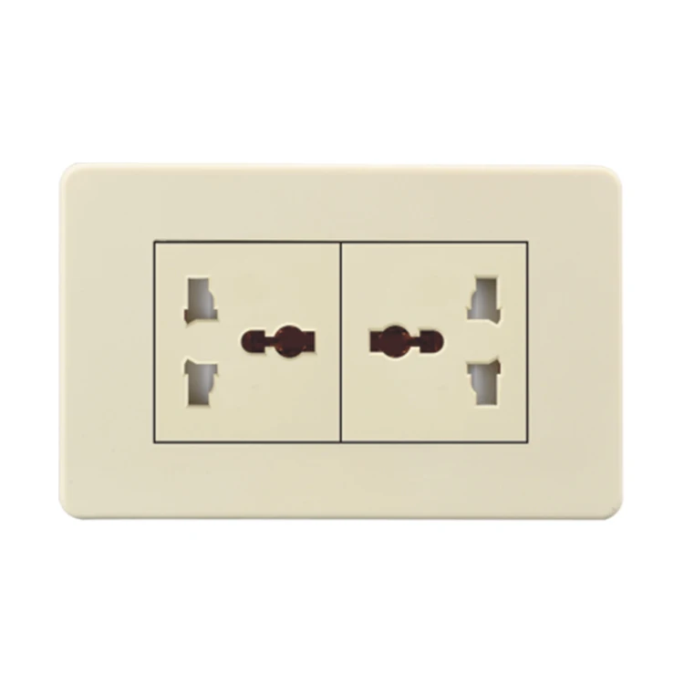 Professional Durable Type 3 Pin Multi-Function Standard US Wall Socket Two Gang