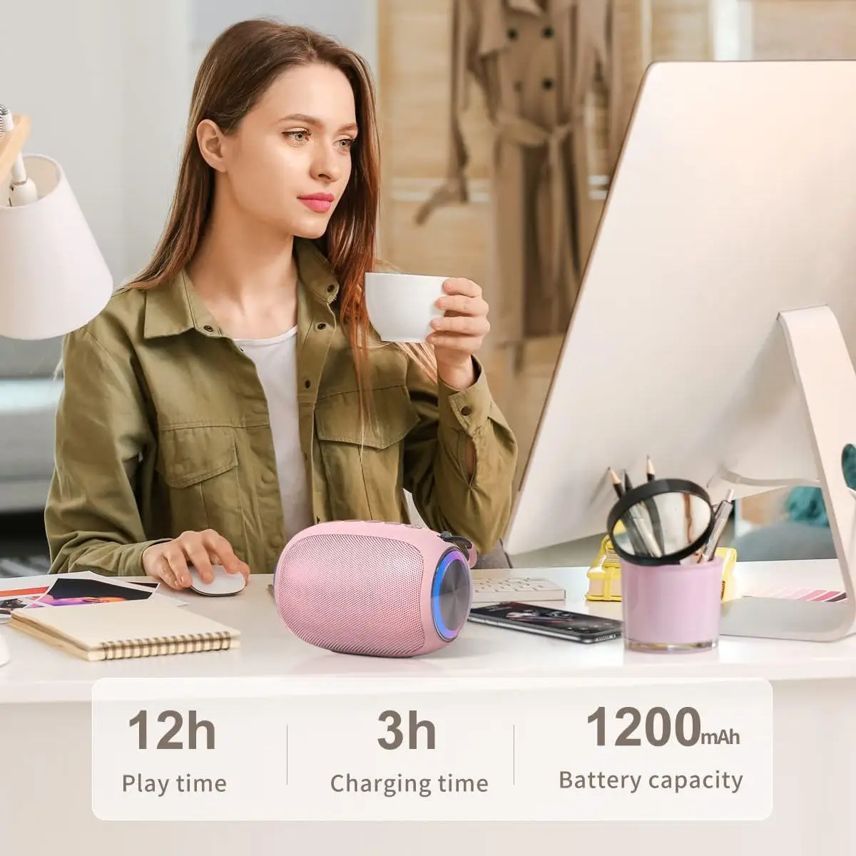 Portable Bluetooth Speaker RGB LED Lighting AUX USB TF Card Connection ...