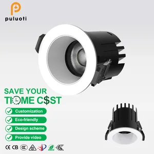 PULUOTI 12W 24°  75mm Adjustable Round IP20 Recessed LED Ceiling Light Modern Style Aluminum Body Spotlight White