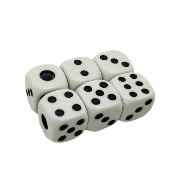 Wholesale 10mm White Round Corner Square Dice with Black Dots Normal Caisno Game Dice