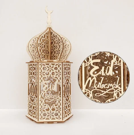 2 Lampes Ramadan LED Anlising - Lanternes Décoratives Or - Pour Fêtes Musulmanes, Décoration Maison - 7x13cm