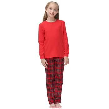 Autumn Big Kids Blank Pajama Girl Organic 100% Cotton Kids Christmas Pajamas Children Sleepwear