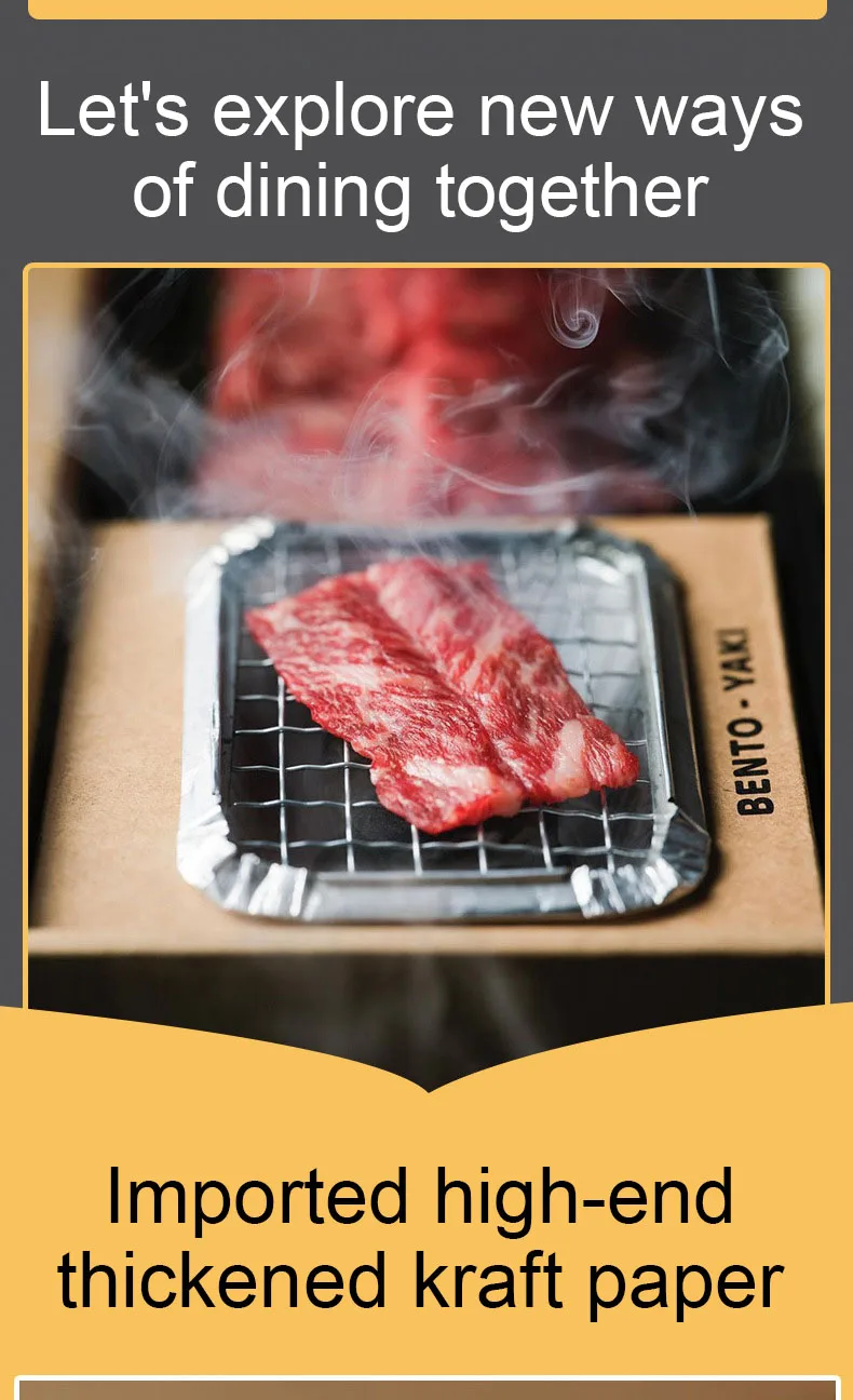 Disposable Portable Charcoal Barbecue Bento With Built In Bbq Grills Environmental Friendly