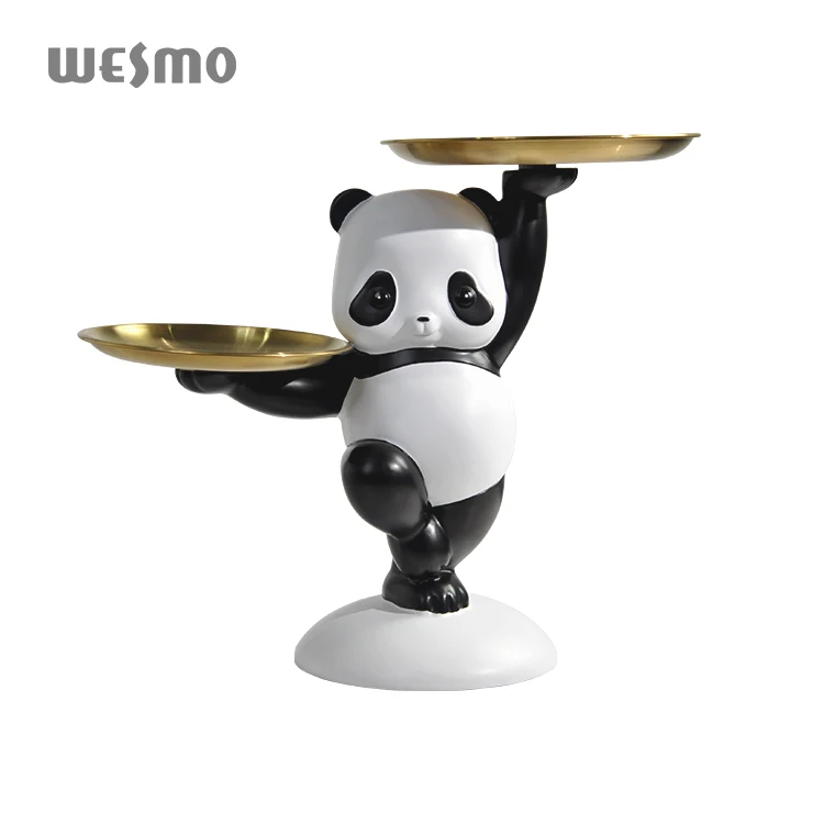 Animal Tabletop Figure Sculpture Painted Decorative Objects Home Ornament Panda Resin Statue