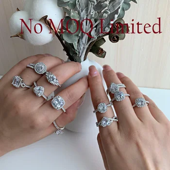 Classic Silver Rings With Love Heart Fashion Crystal Wedding & Party Wide Ring For Women Silver Jewelry