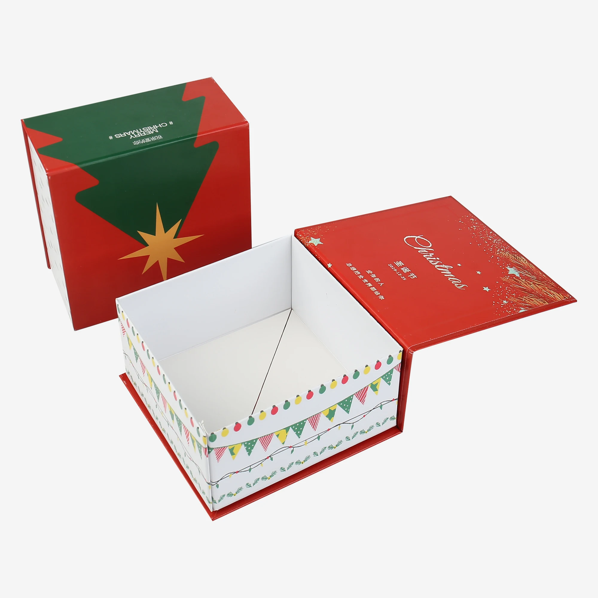 Custom New Design Folding Paper Boxes Logo Spot UV Luxury Gift Packing Box Cardboard Magnetic Flip Rigid Gift Box for Christmas manufacture