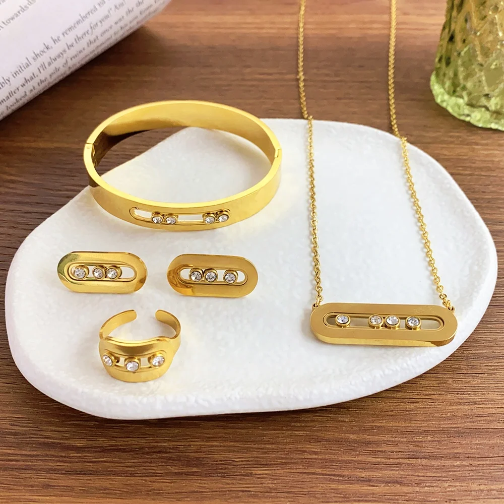Fashion Jewelry Sets New Arrival Gold Plated Stainless Steel Jewelry for Women for Wedding Party
